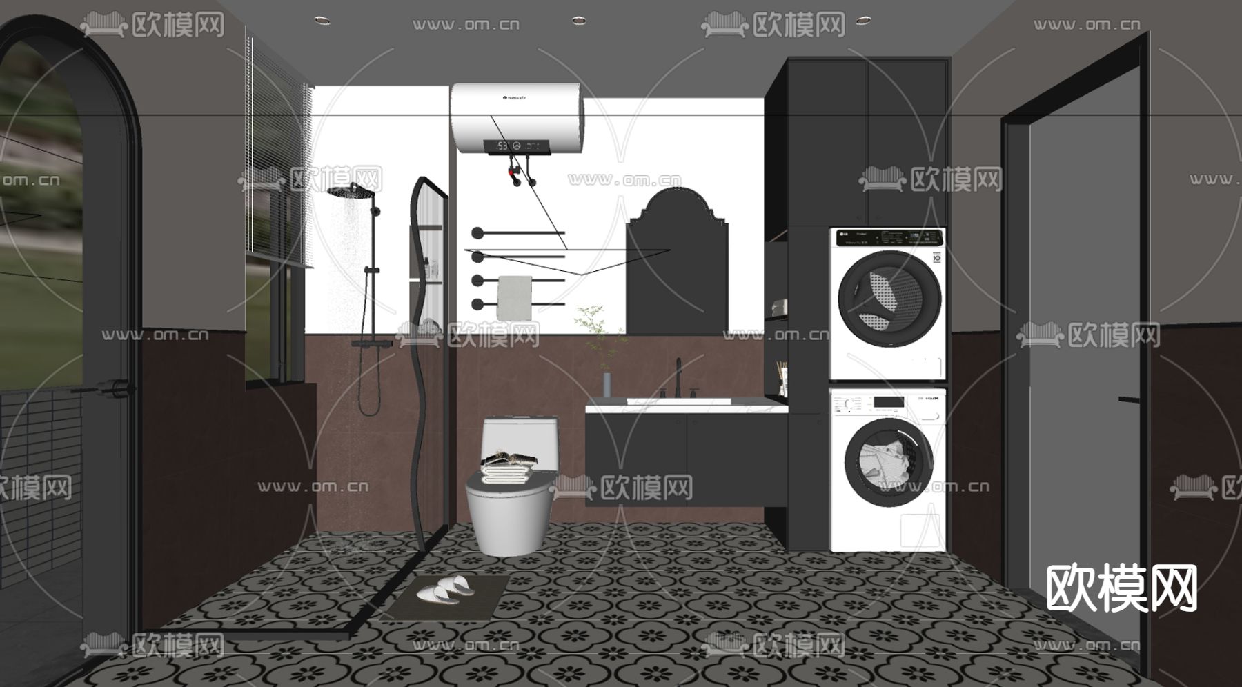 法式卫生间su模型下载（渲染图2）