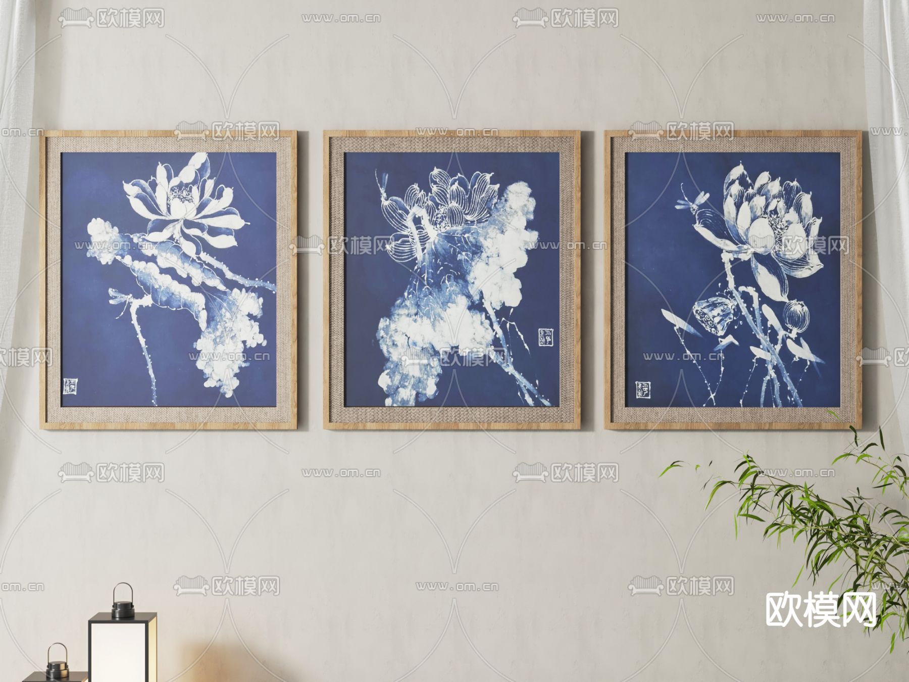 新中式装饰画su模型下载（渲染图1）