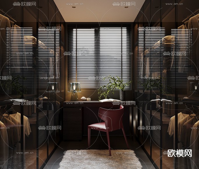 暗黑风衣帽间3d模型下载