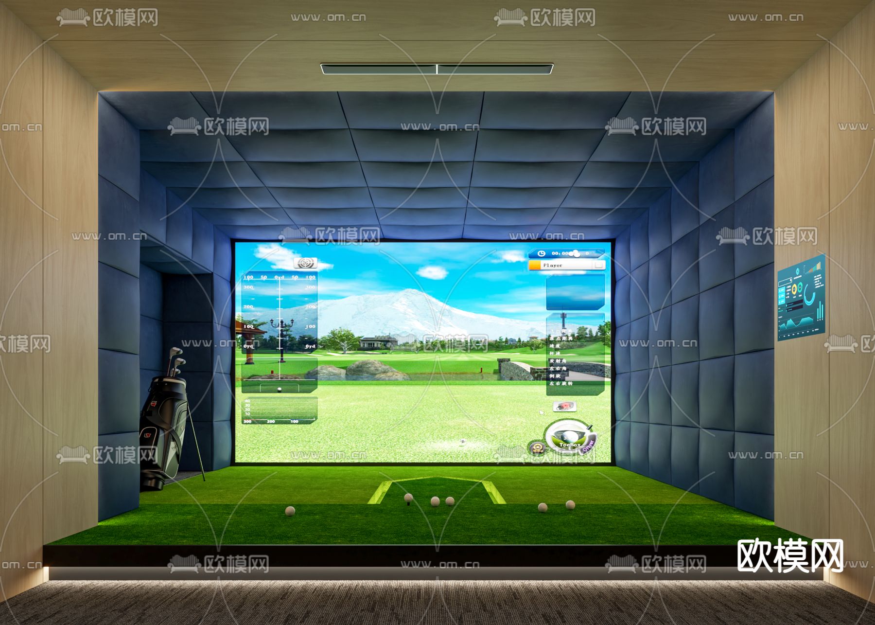 现代室内高尔夫3d模型下载
