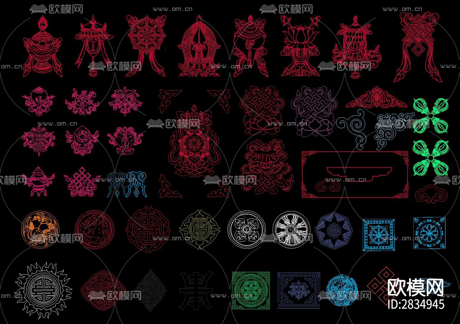 藏式花纹cad图库下载（渲染图8）
