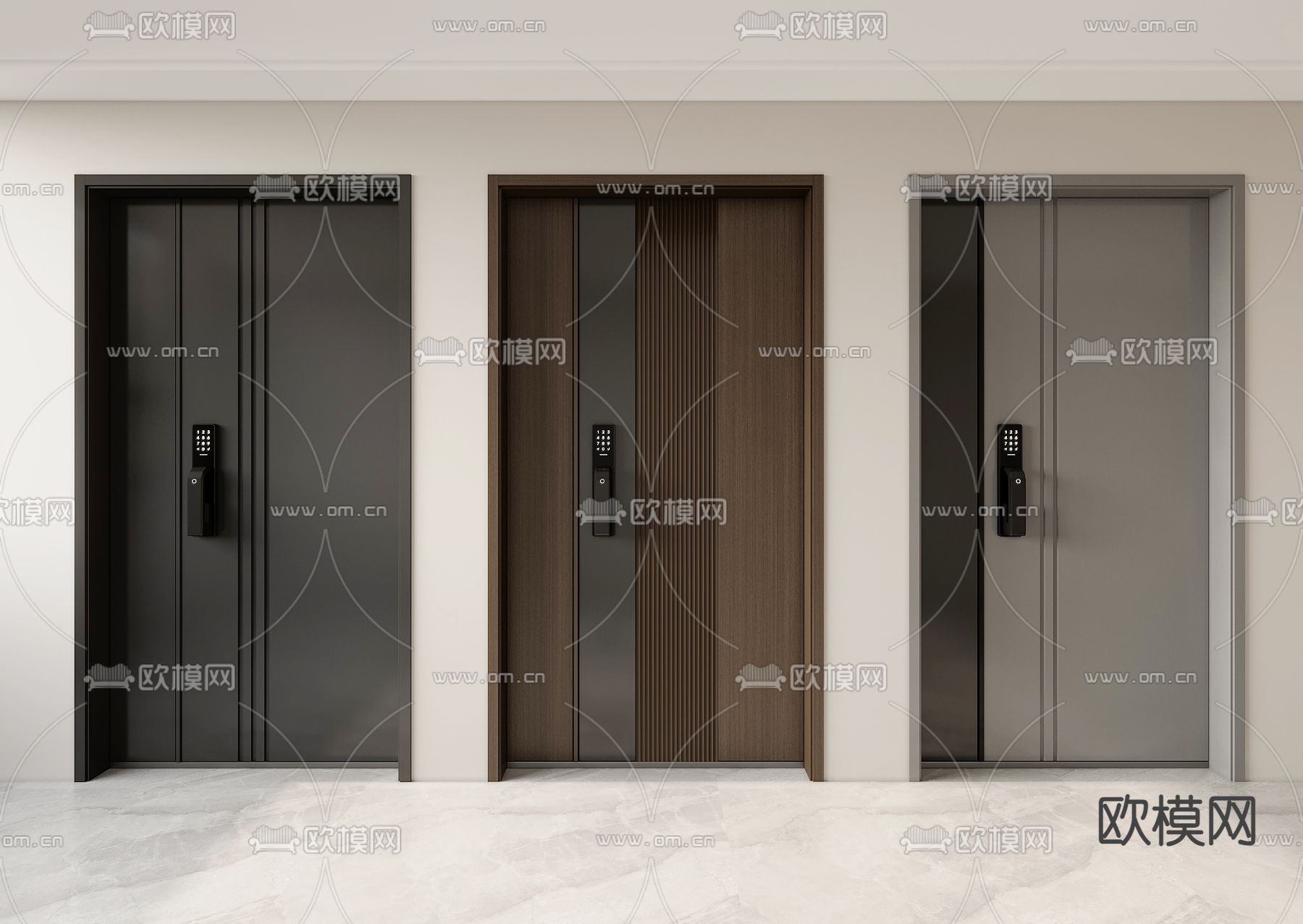 现代防盗门su模型下载（渲染图1）