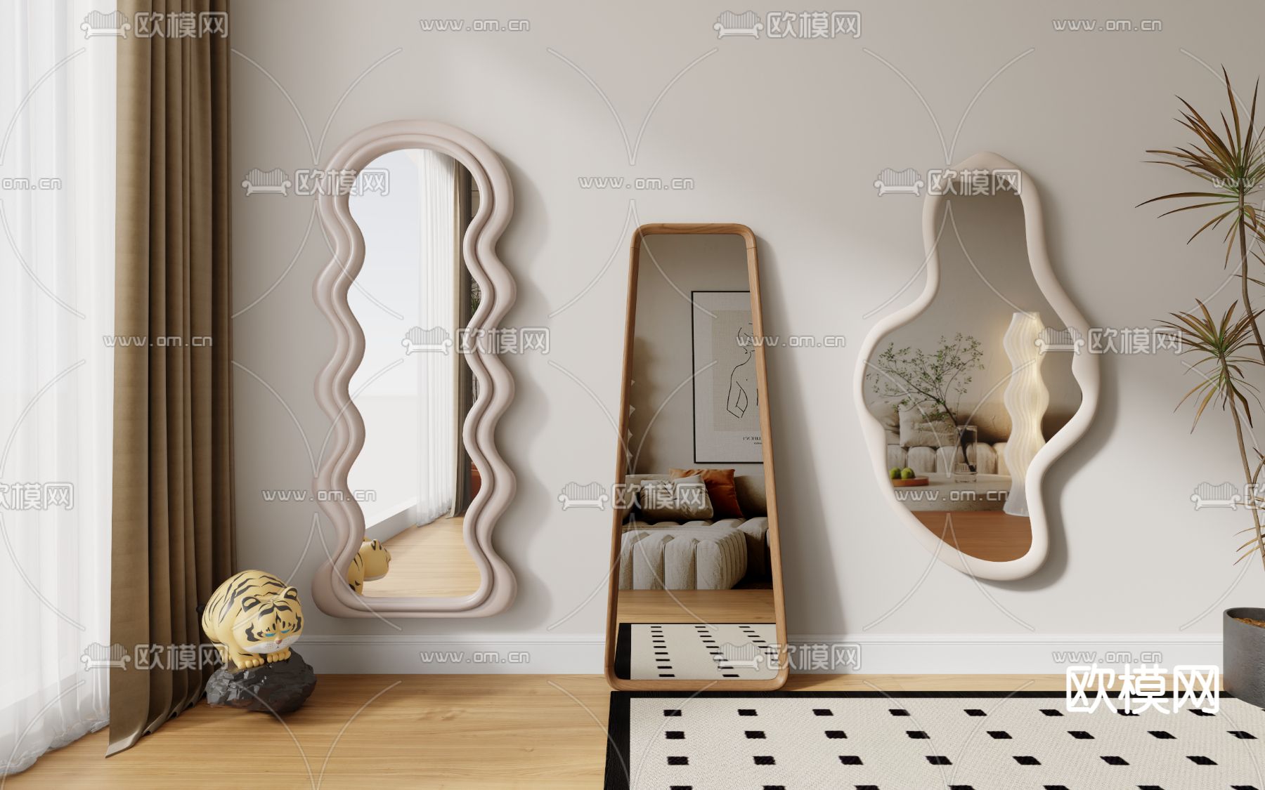 异形镜子 全身镜 穿衣镜3d模型下载