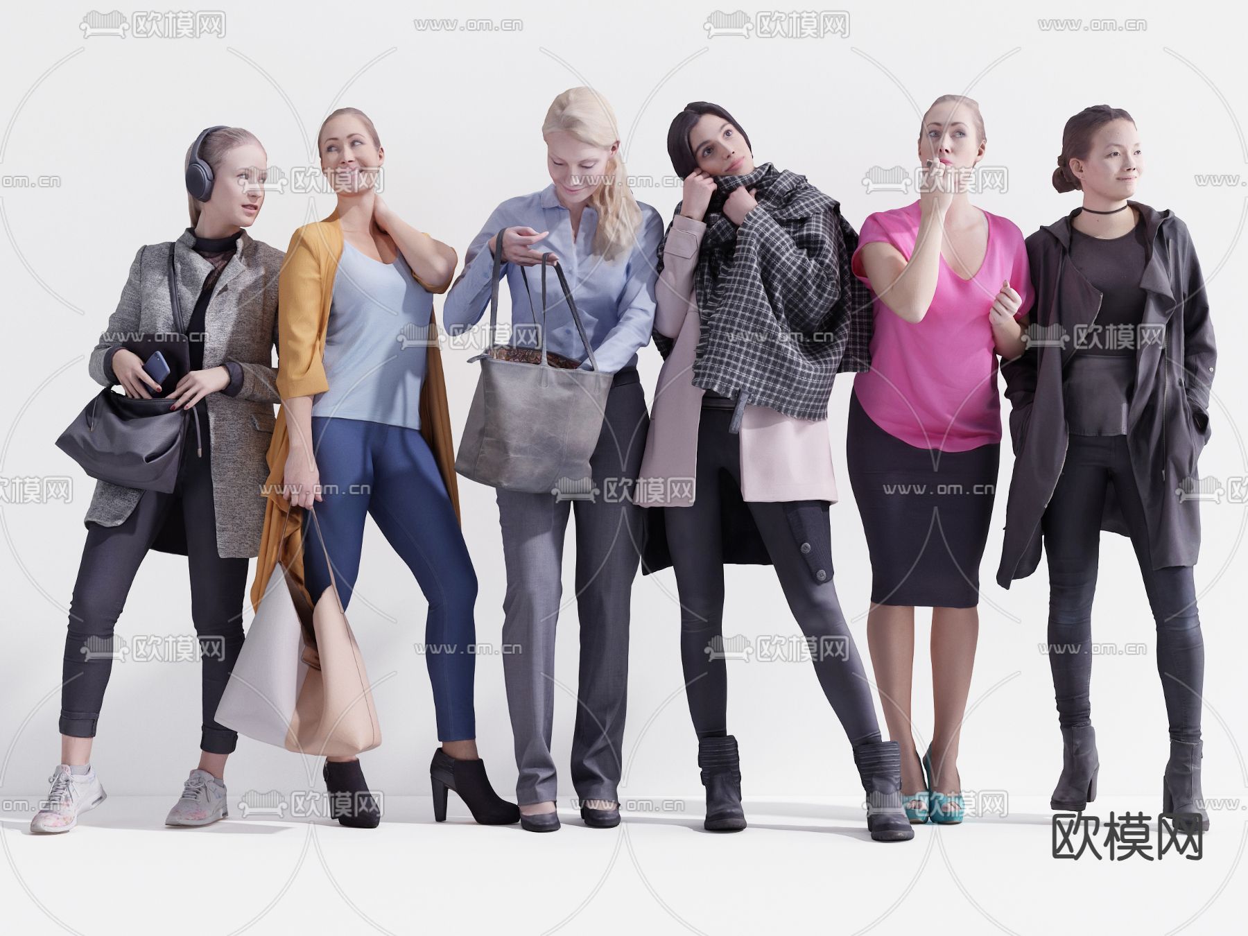 时尚美女 都市人物3d模型下载