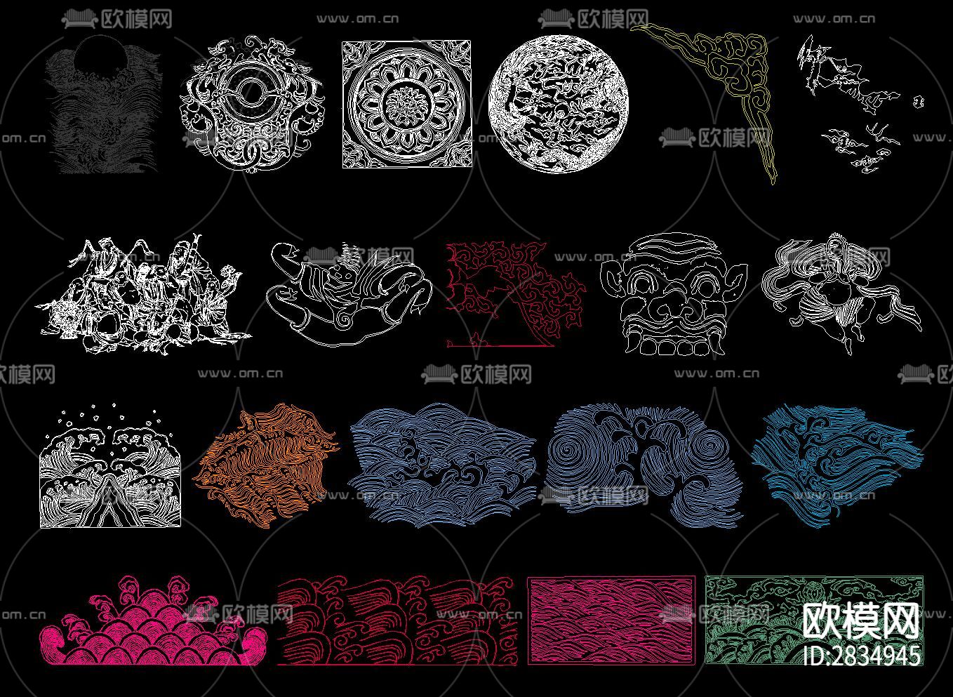 藏式花纹cad图库下载（渲染图7）