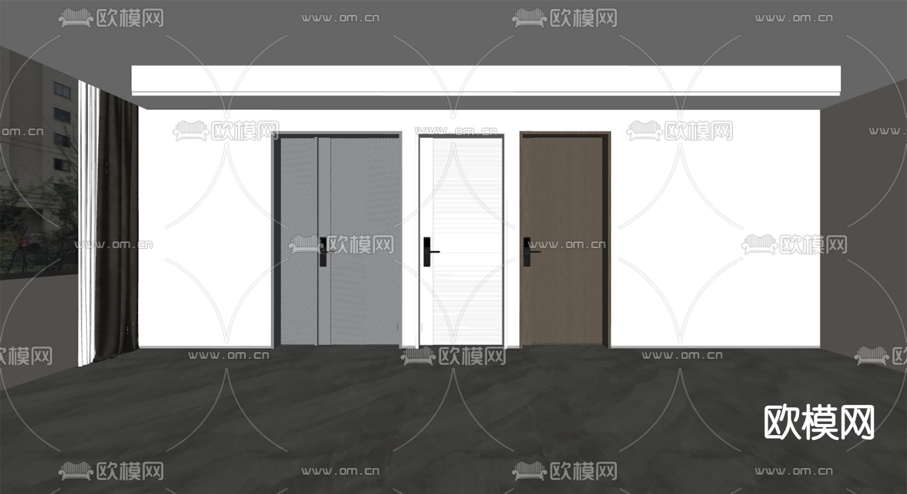 现代防盗门su模型下载（渲染图2）