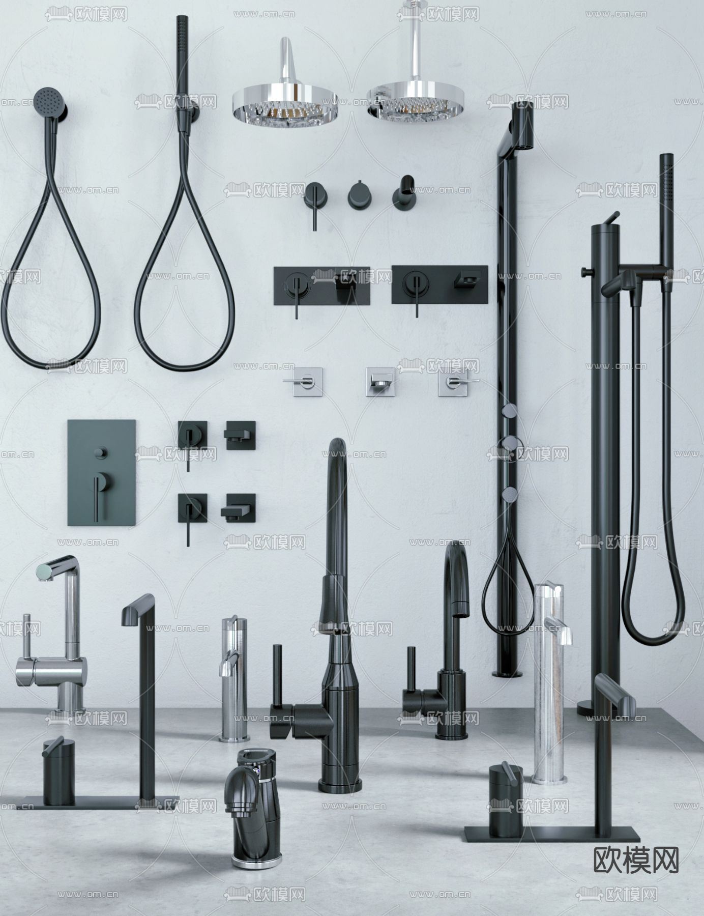 淋浴花洒 水龙头3d模型下载