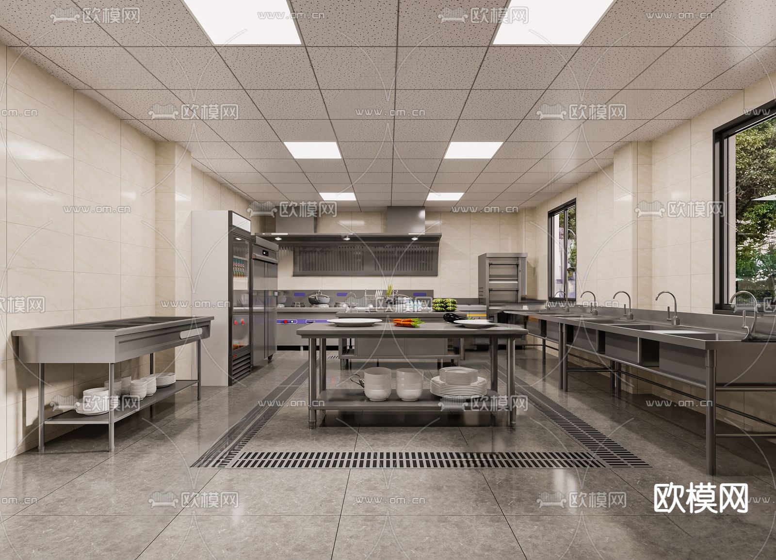 餐饮店后厨su模型下载（渲染图1）