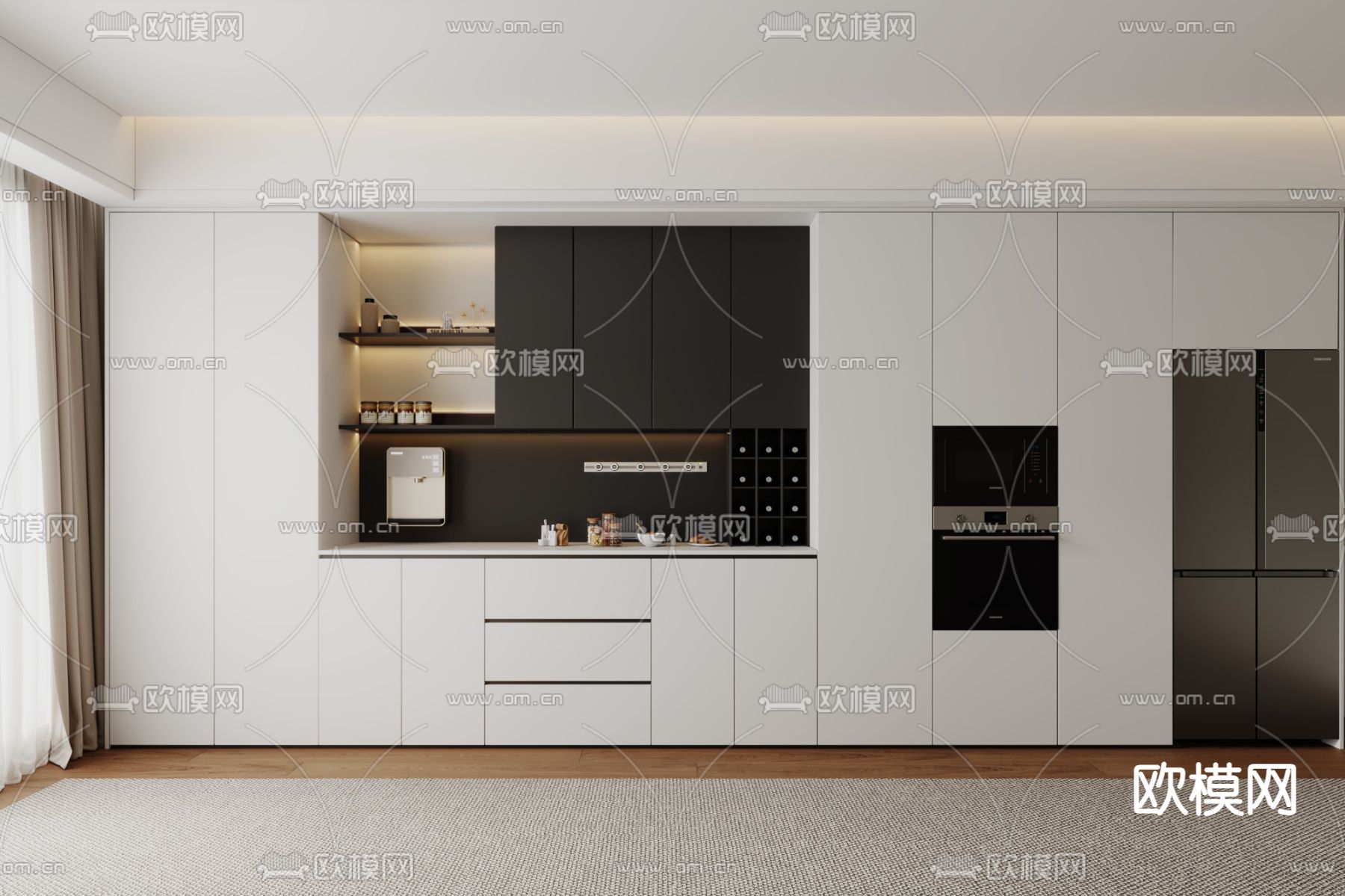 现代餐边柜3d模型下载