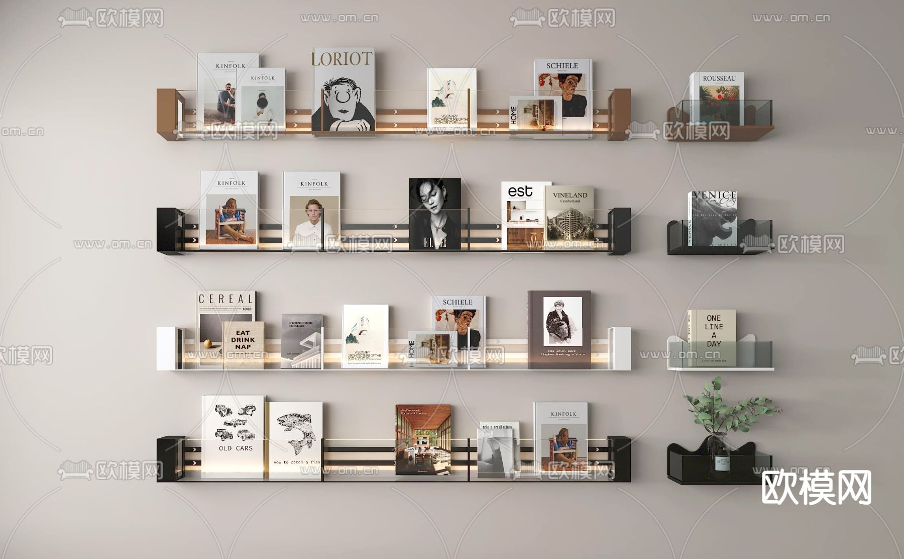 书本 书籍 杂志 报刊 壁柜书架3d模型下载