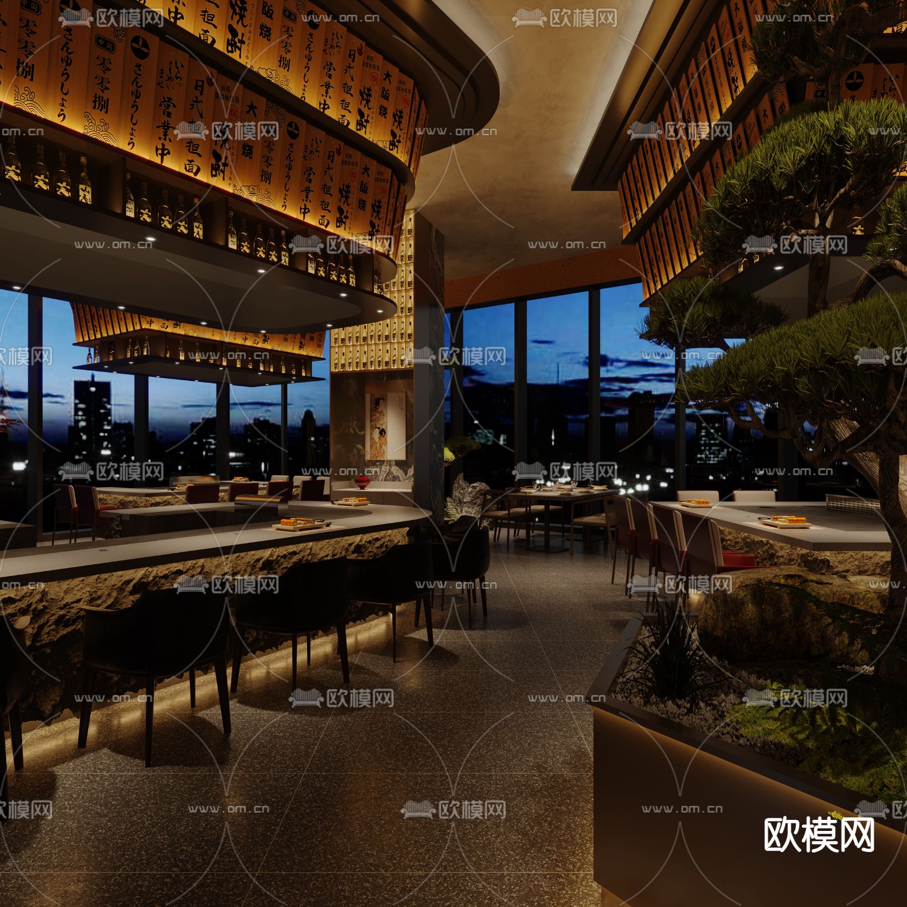 日式料理餐厅 铁板烧3d模型下载（渲染图5）