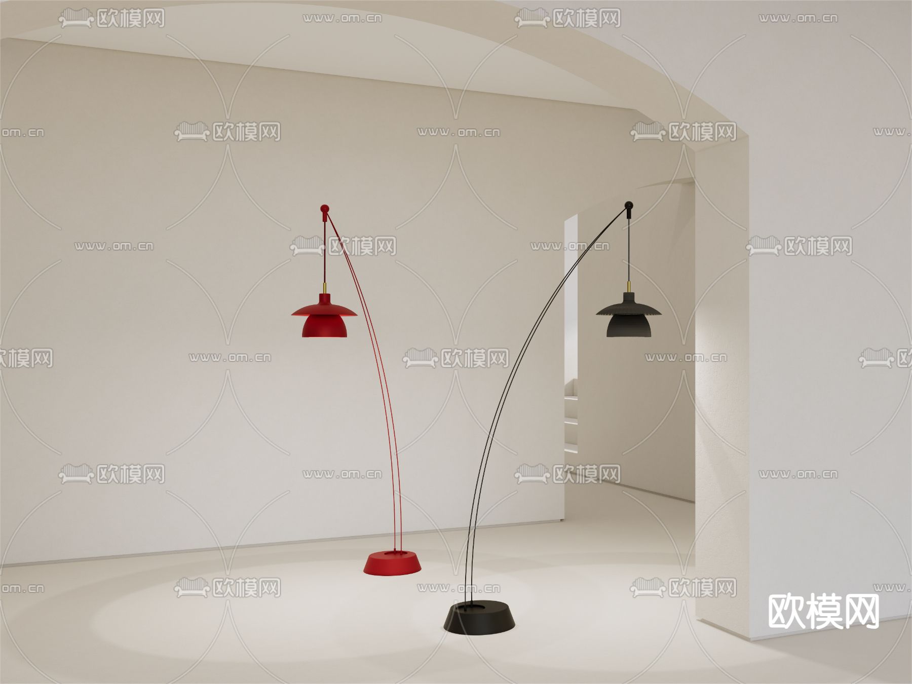 北欧落地灯su模型下载（渲染图1）