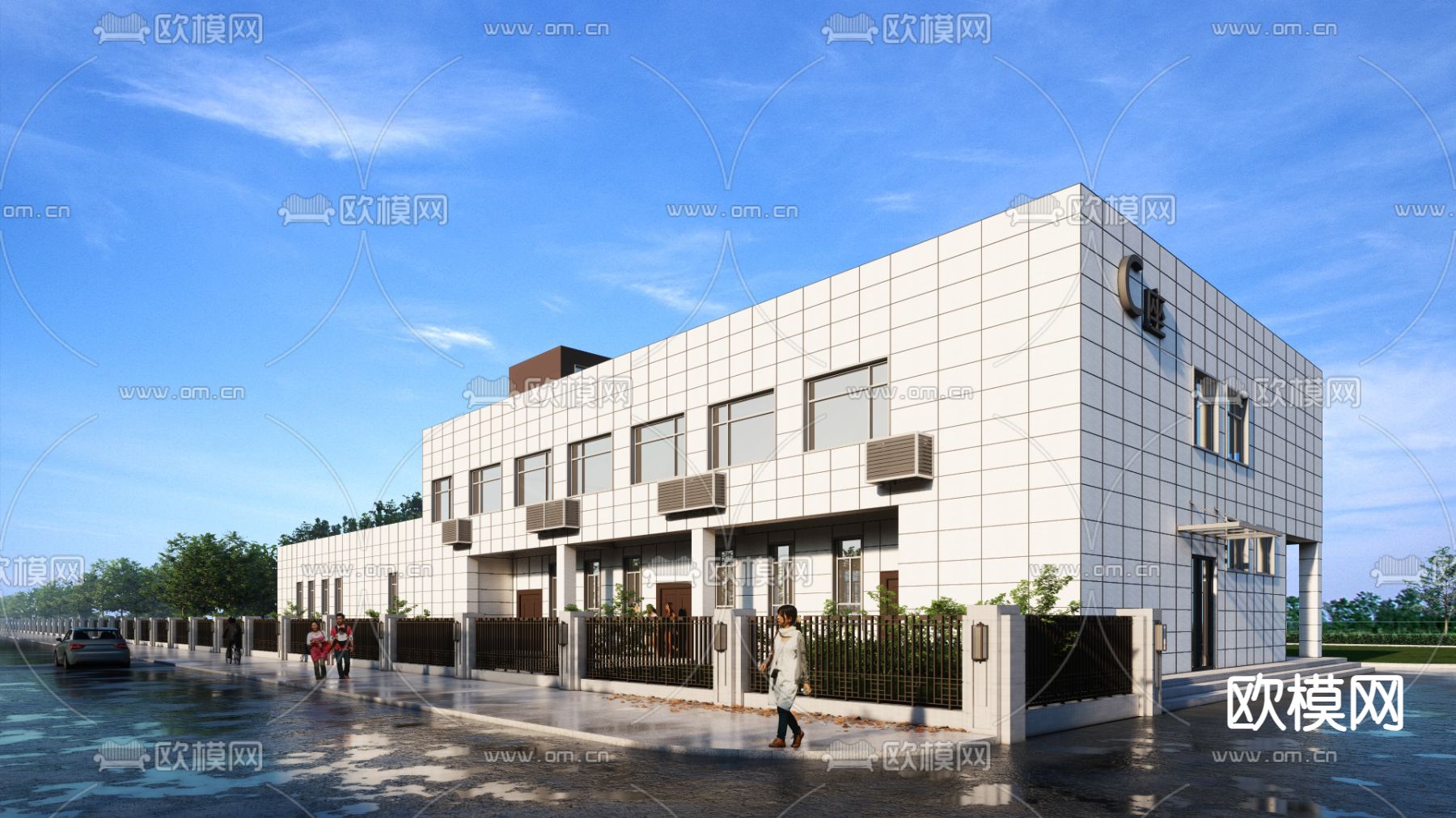 现代政府办公楼su模型下载（渲染图2）