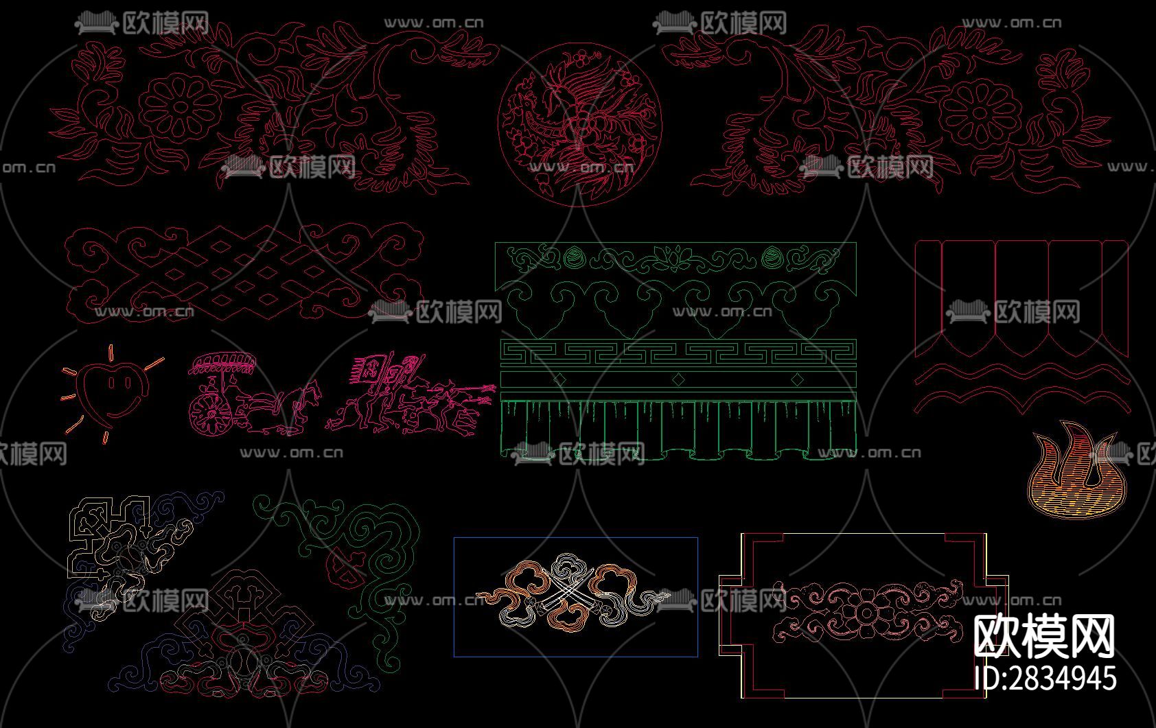 藏式花纹cad图库下载（渲染图10）