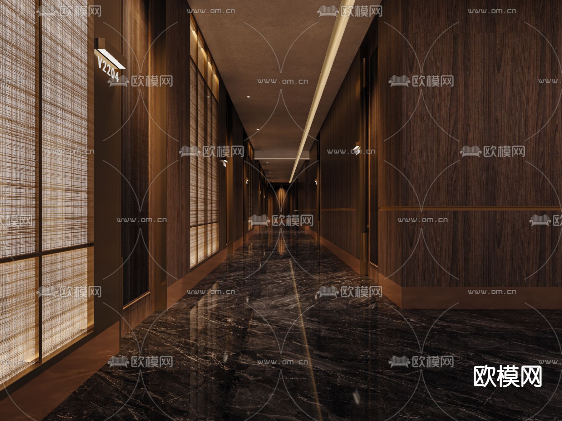足浴店过道 酒店走廊3d模型下载（渲染图1）