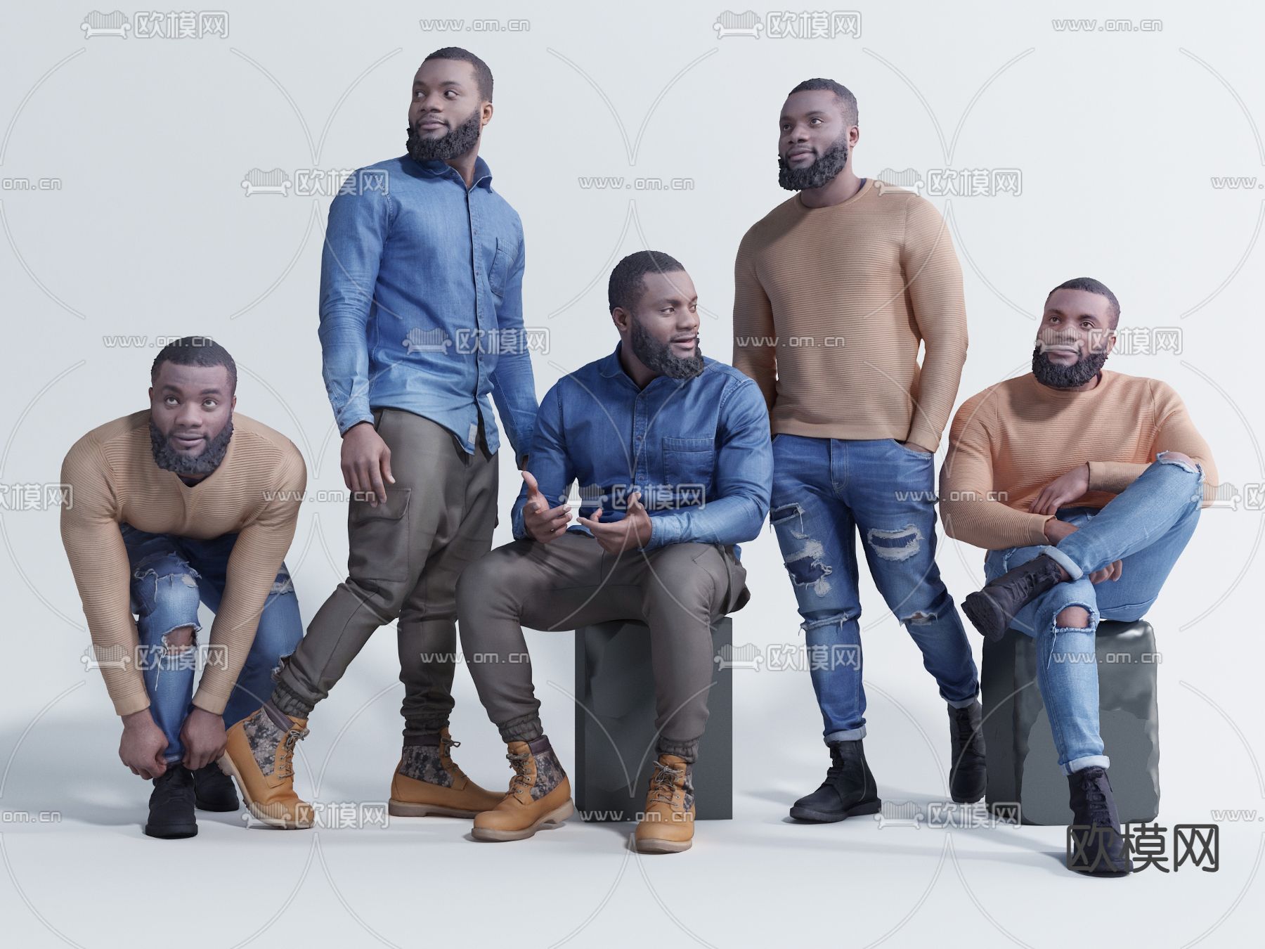 休闲男士 都市人物3d模型下载