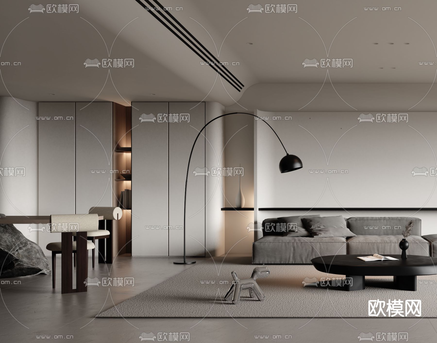 极简客厅3d模型下载（渲染图3）