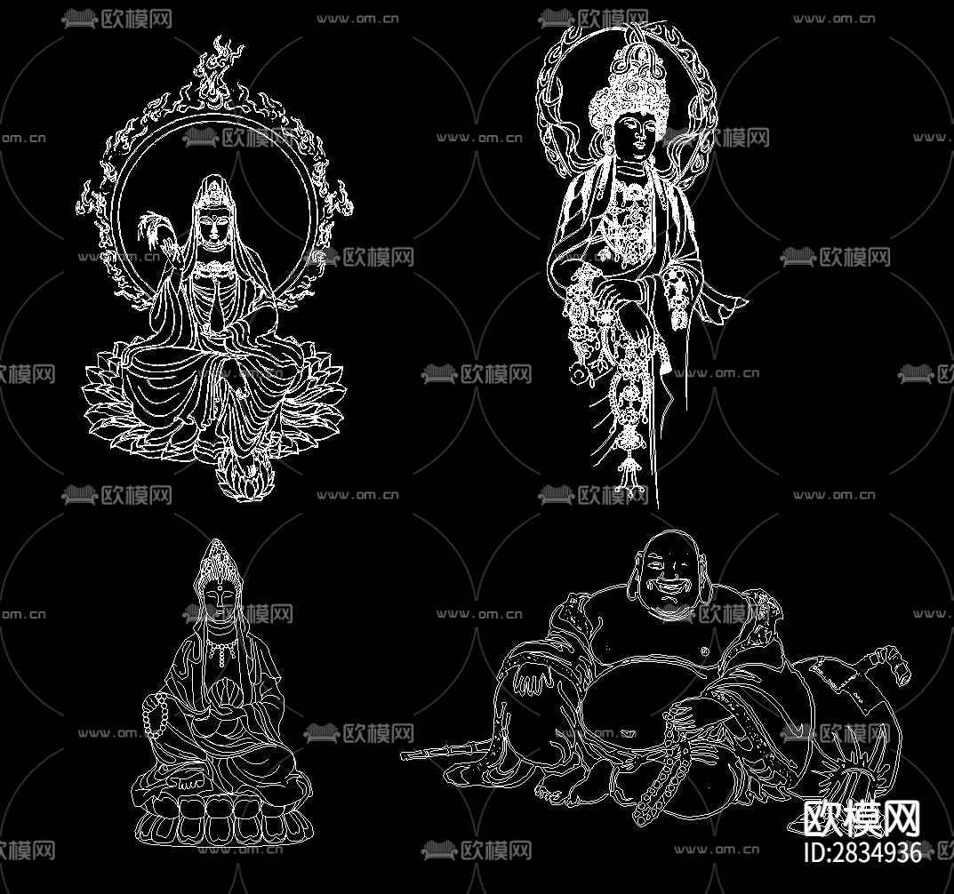 观音佛像佛祖cad图库