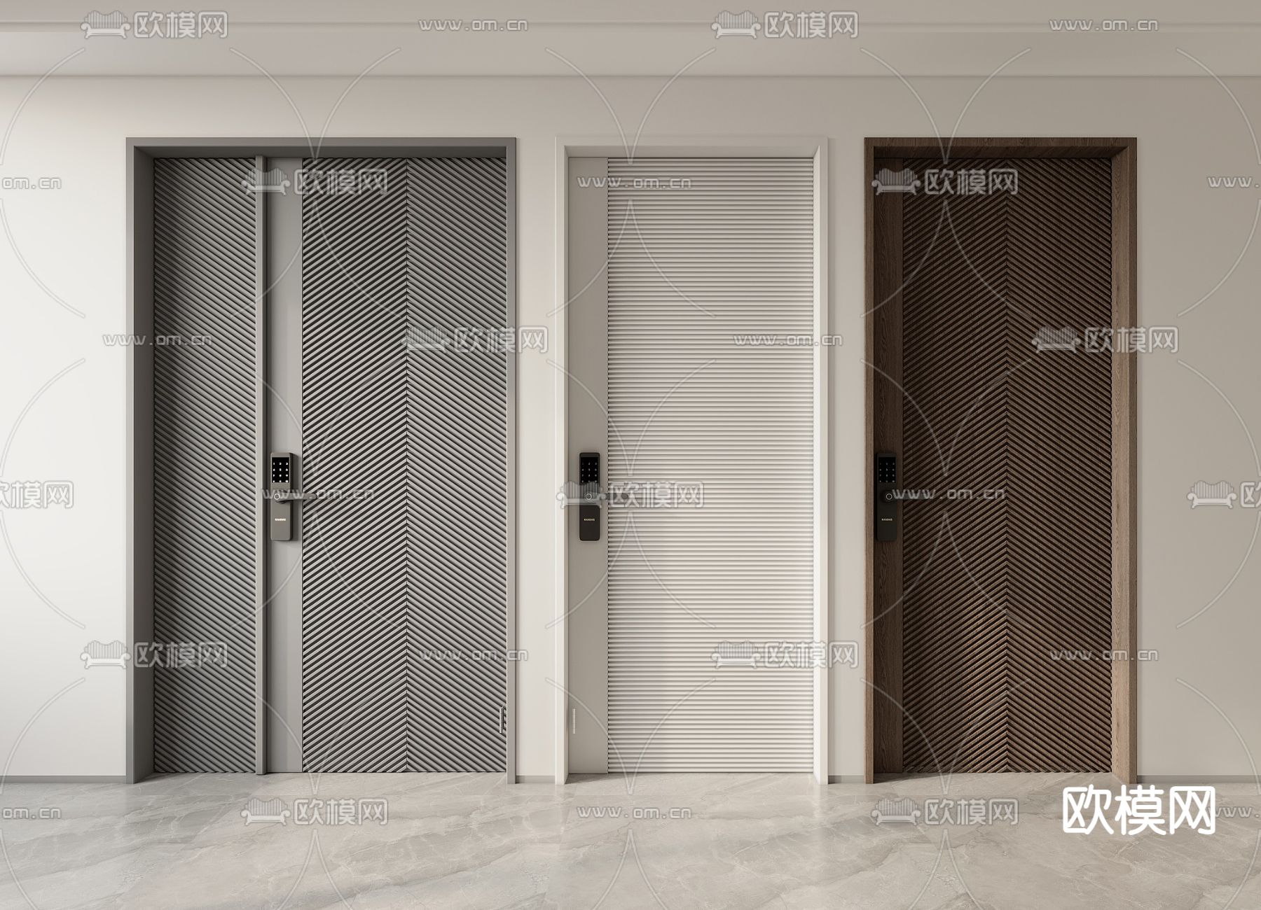 现代防盗门su模型下载（渲染图1）