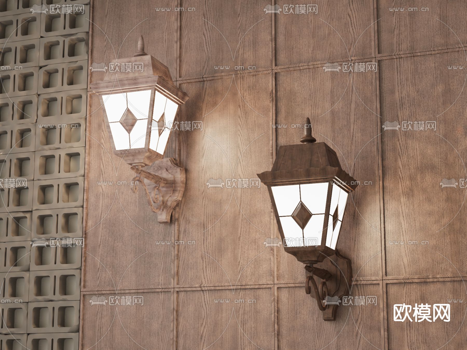 新中式壁灯3d模型下载