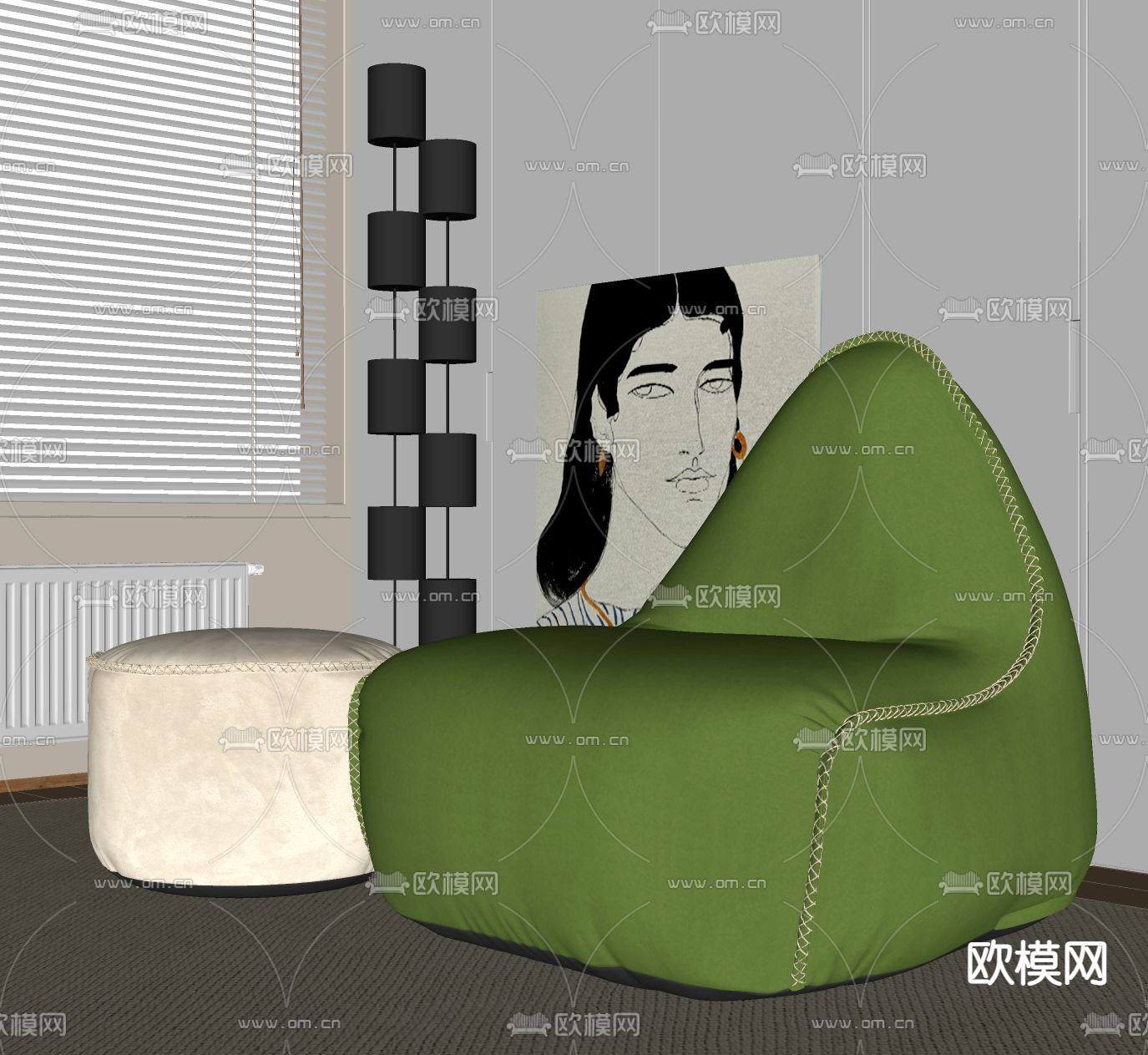 现代懒人沙发su模型下载_ID14264591_sketchup模型下载-欧模网