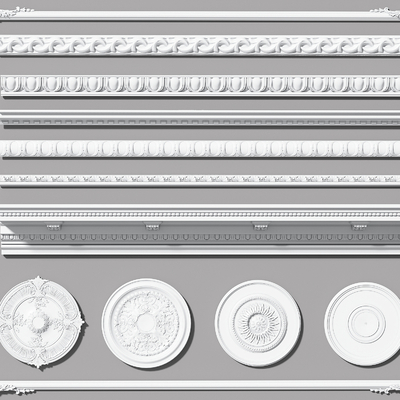  石膏线 灯盘 雕花 角花su模型 
