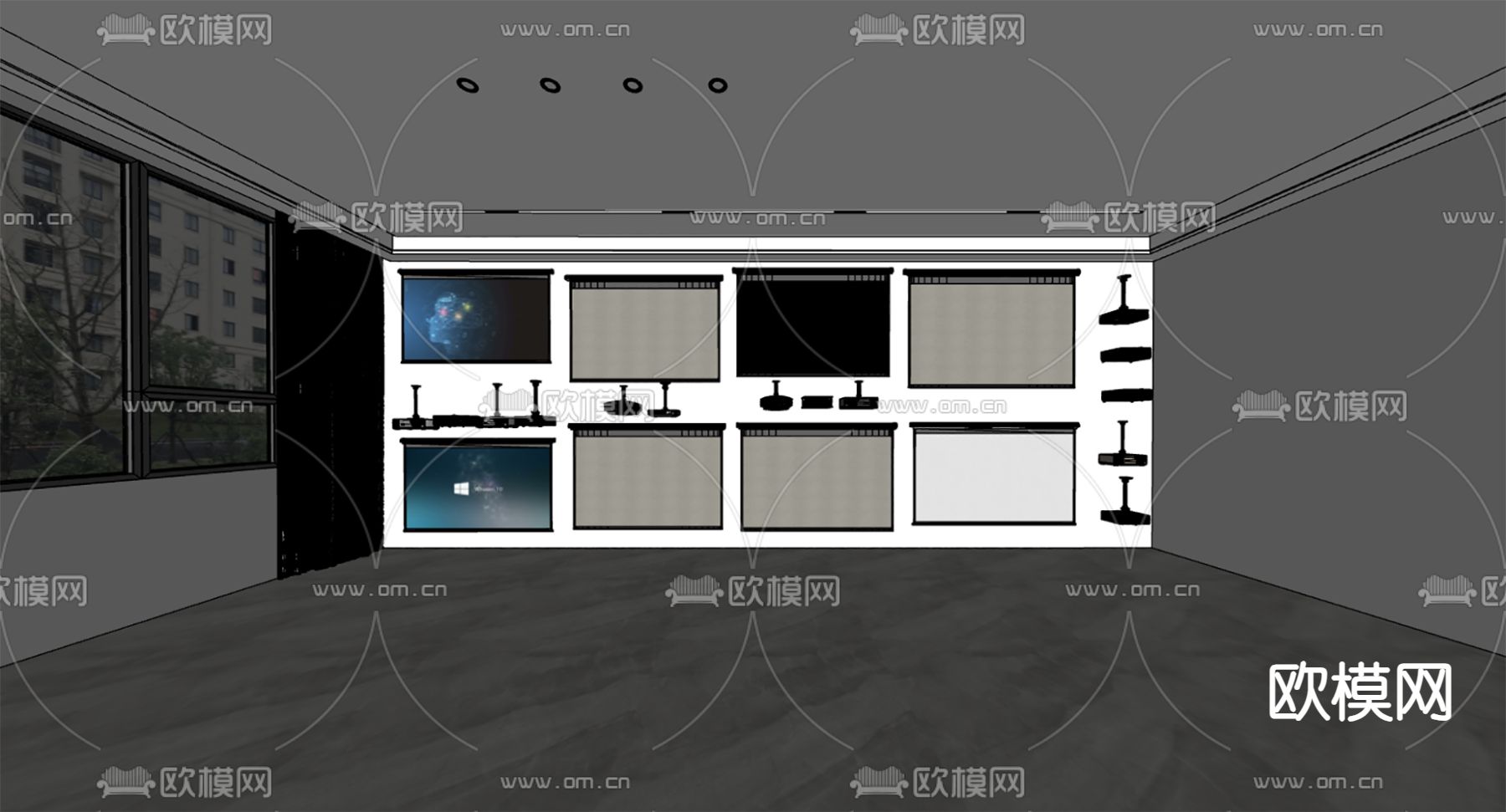 幕布 投影仪su模型下载（渲染图2）