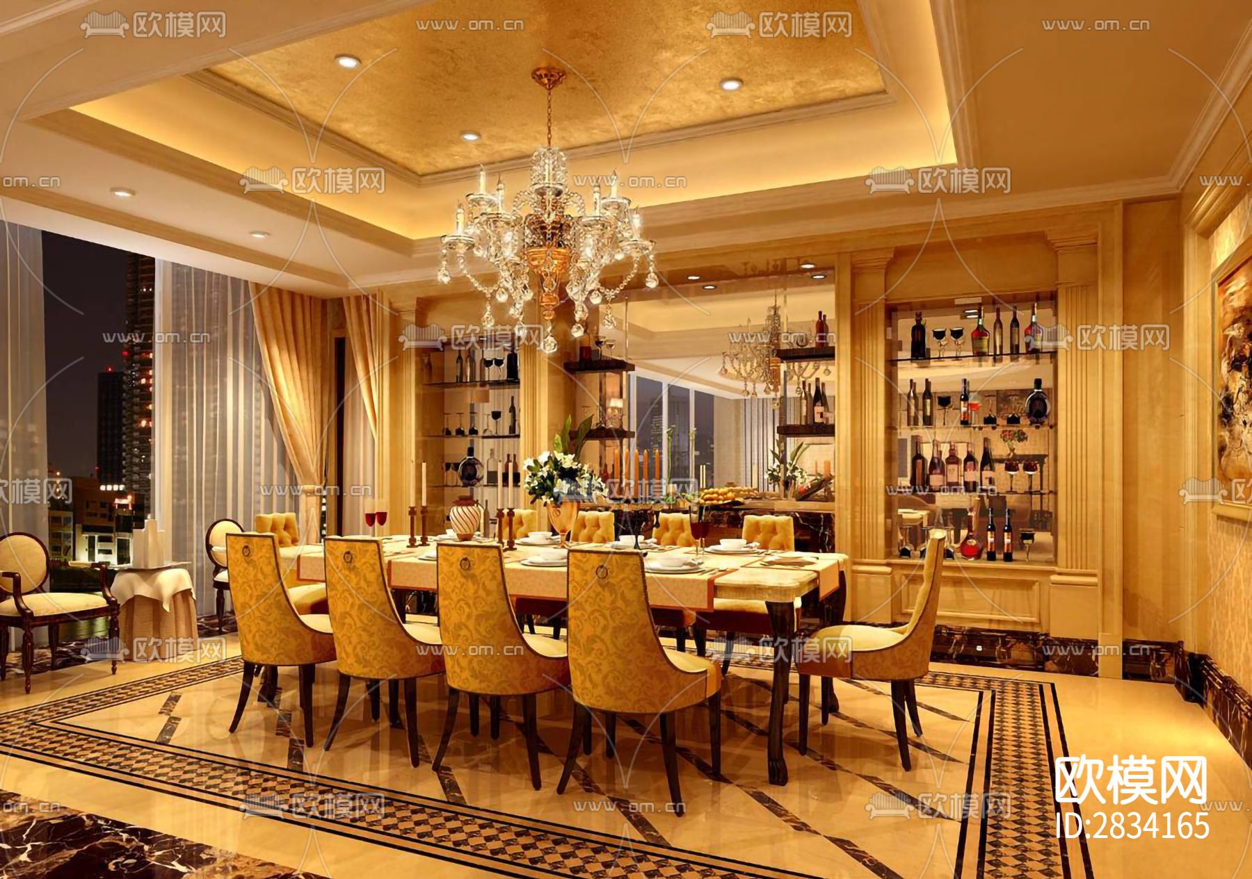 鹿城广场别墅cad施工图下载（渲染图4）