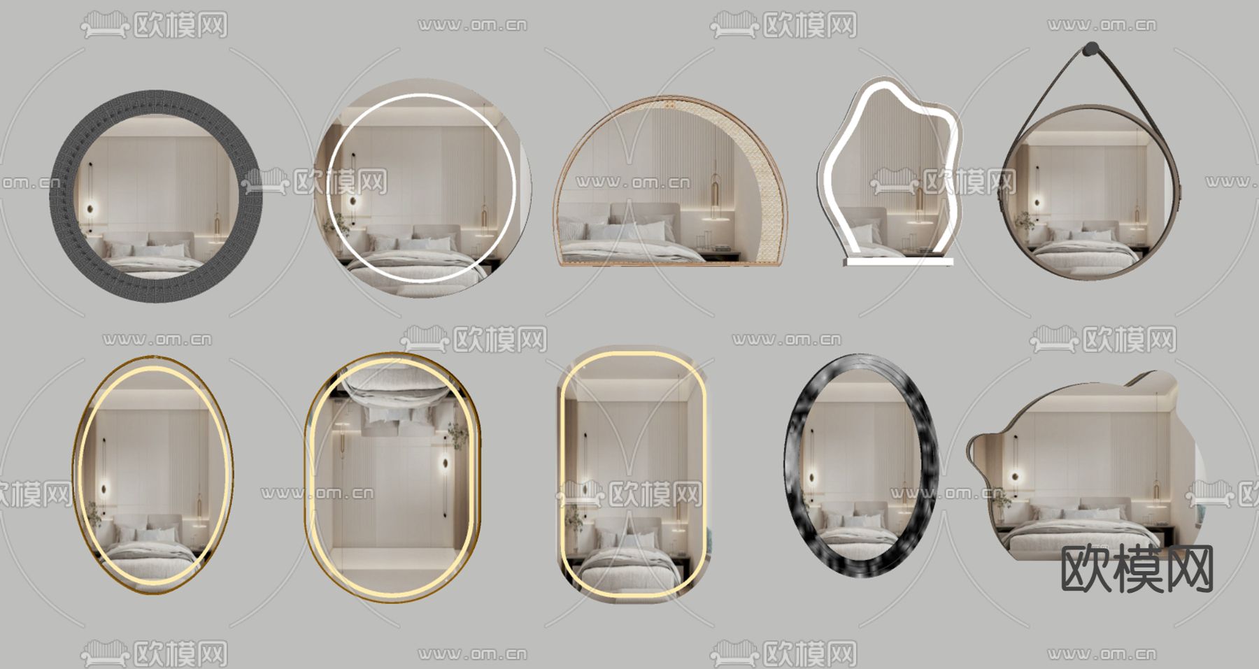 卫浴镜 化妆镜 装饰镜su模型下载（渲染图2）