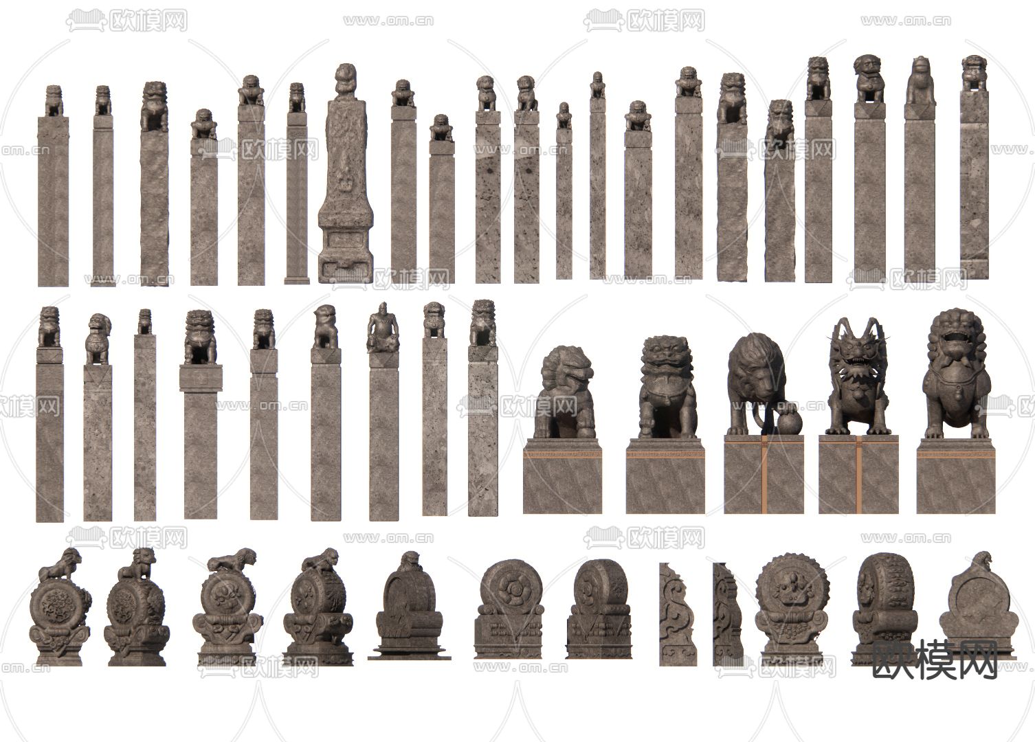 雕塑小品 抱鼓石 石狮子su模型下载（渲染图1）