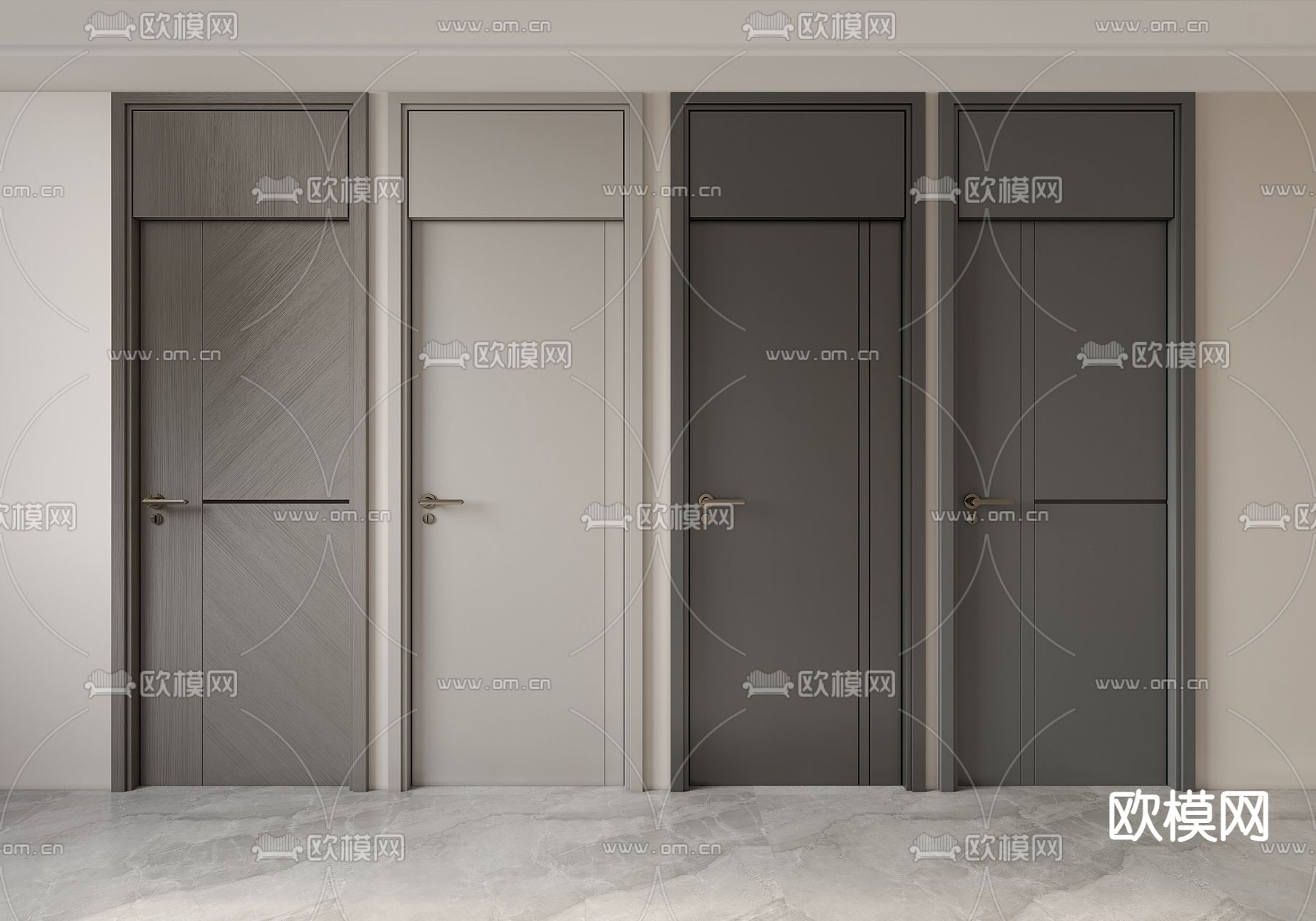 现代通顶门 房门 单开门su模型下载（渲染图1）