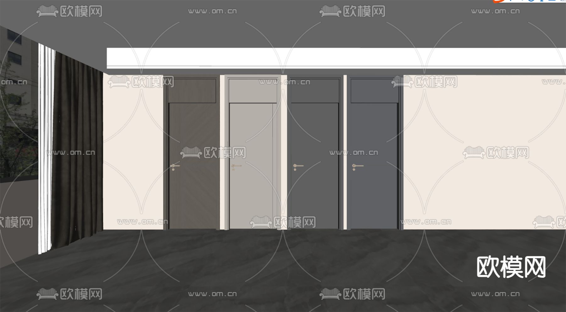 现代通顶门 房门 单开门su模型下载（渲染图2）