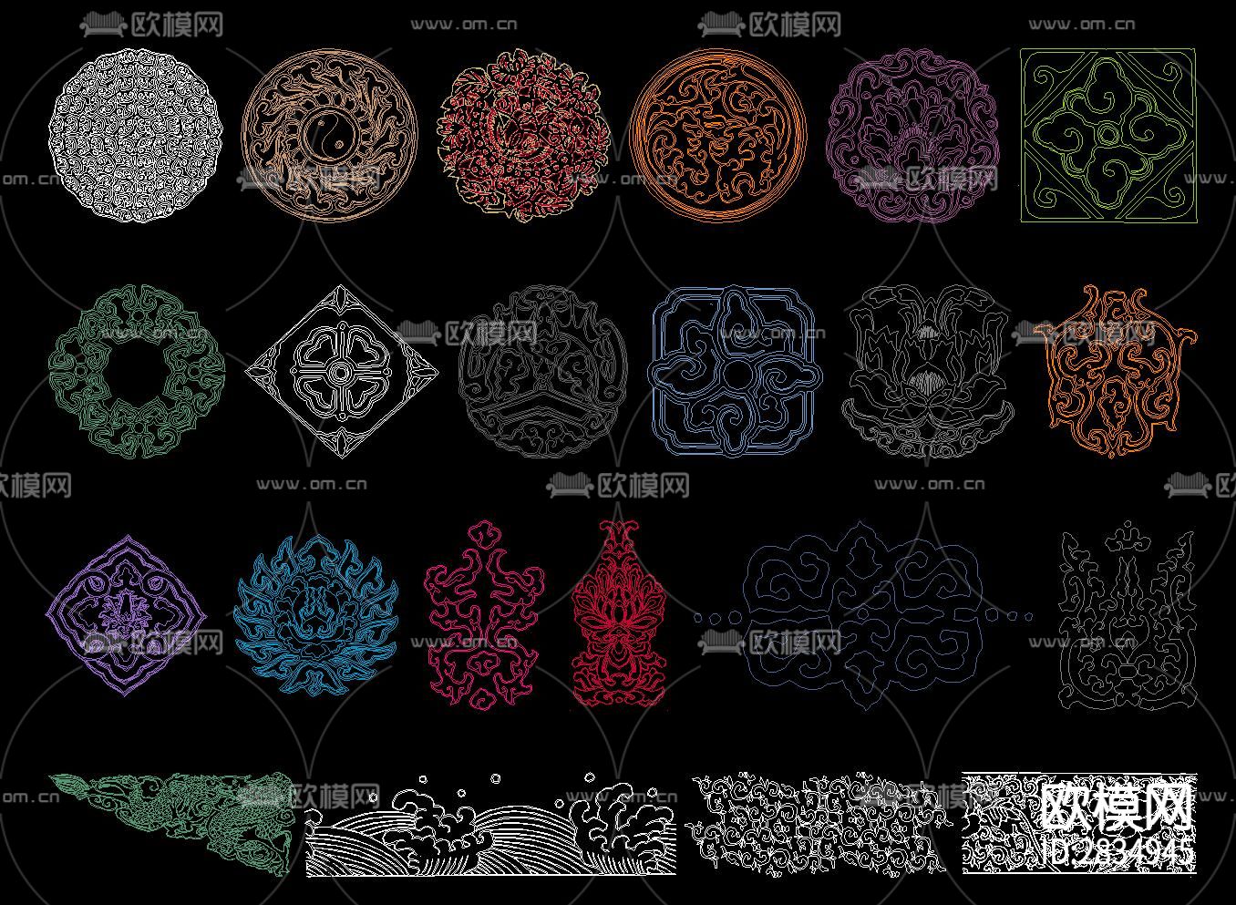 藏式花纹cad图库下载（渲染图6）