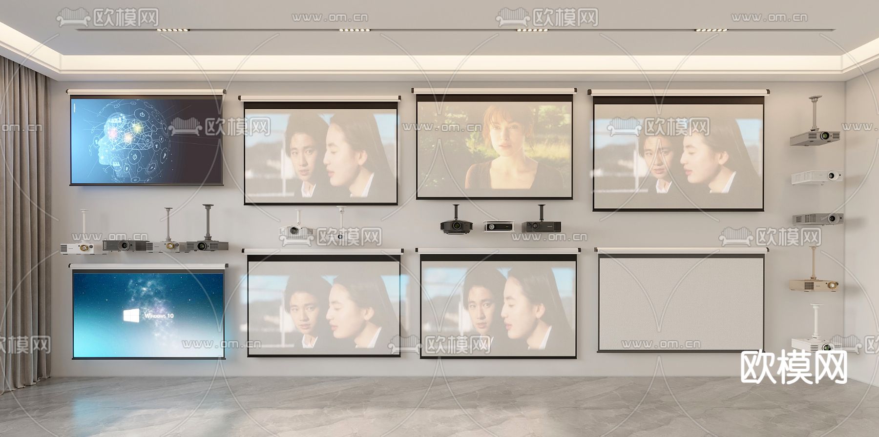 幕布 投影仪su模型下载（渲染图1）