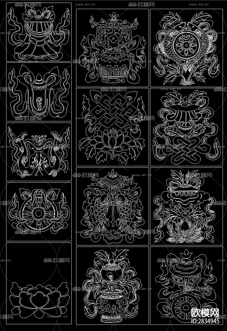 藏式花纹cad图库下载（渲染图3）