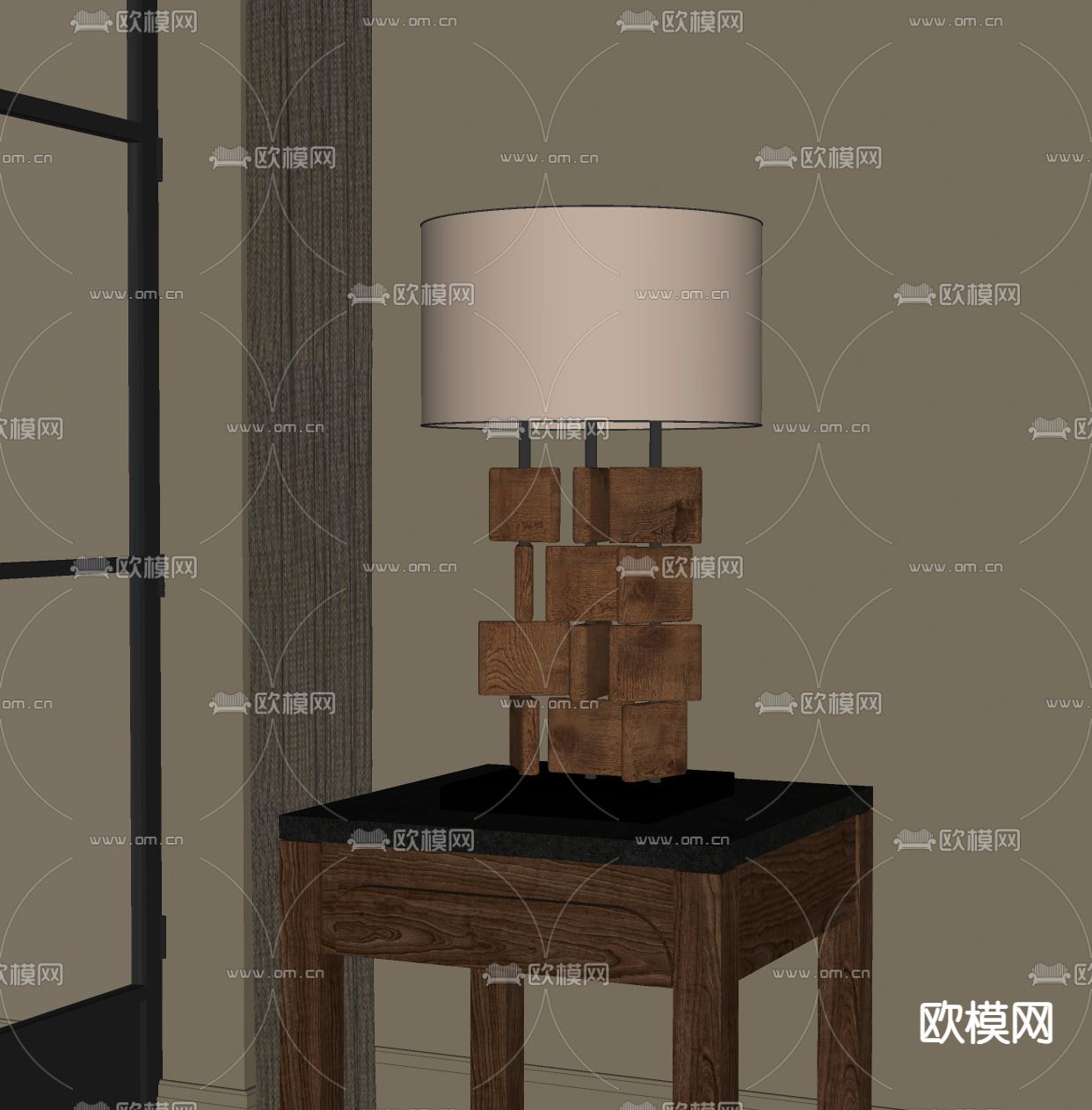 中古风台灯su模型下载（渲染图2）