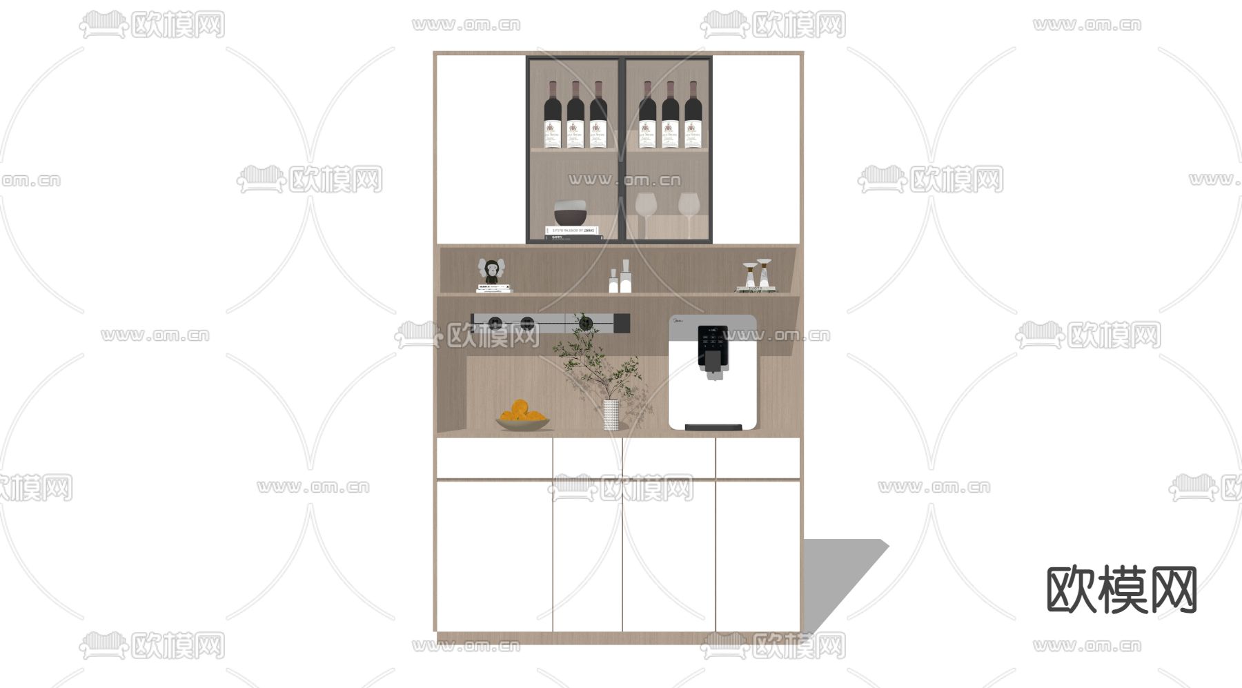 酒柜 餐边柜su模型下载（渲染图3）