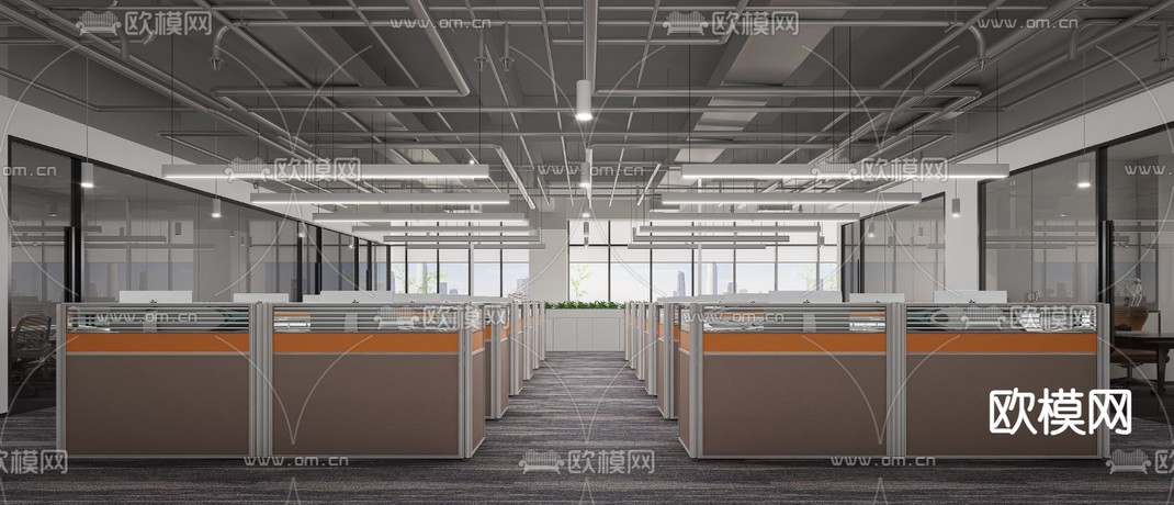 开放式办公区 办公室3d模型下载_ID14268030_3dmax免费模型-欧模网