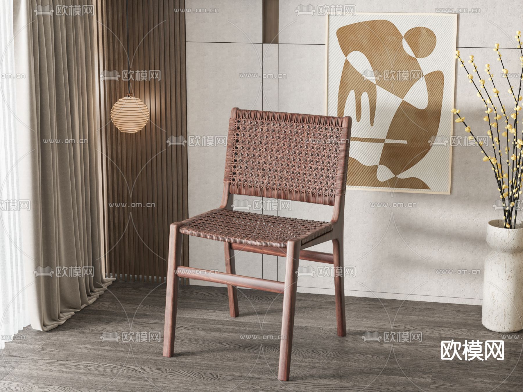 现代餐椅su模型下载（渲染图1）