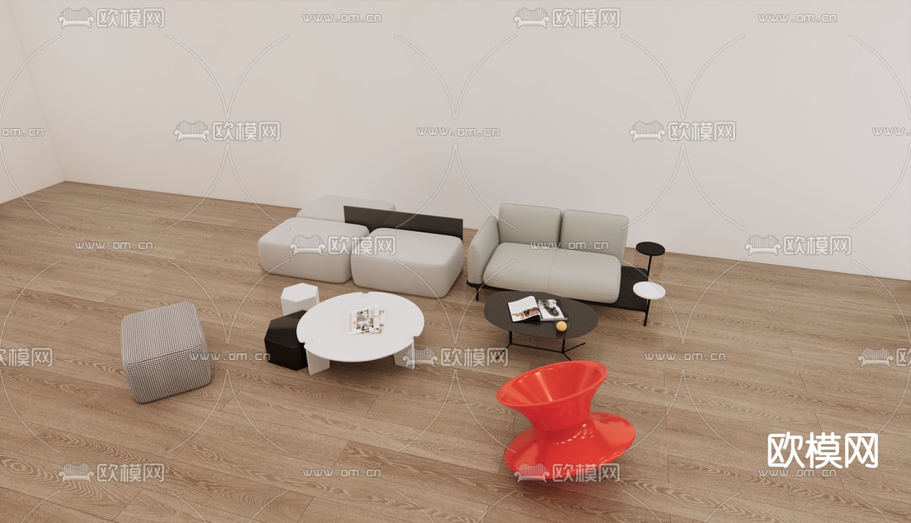 现代休闲沙发su模型下载（渲染图3）