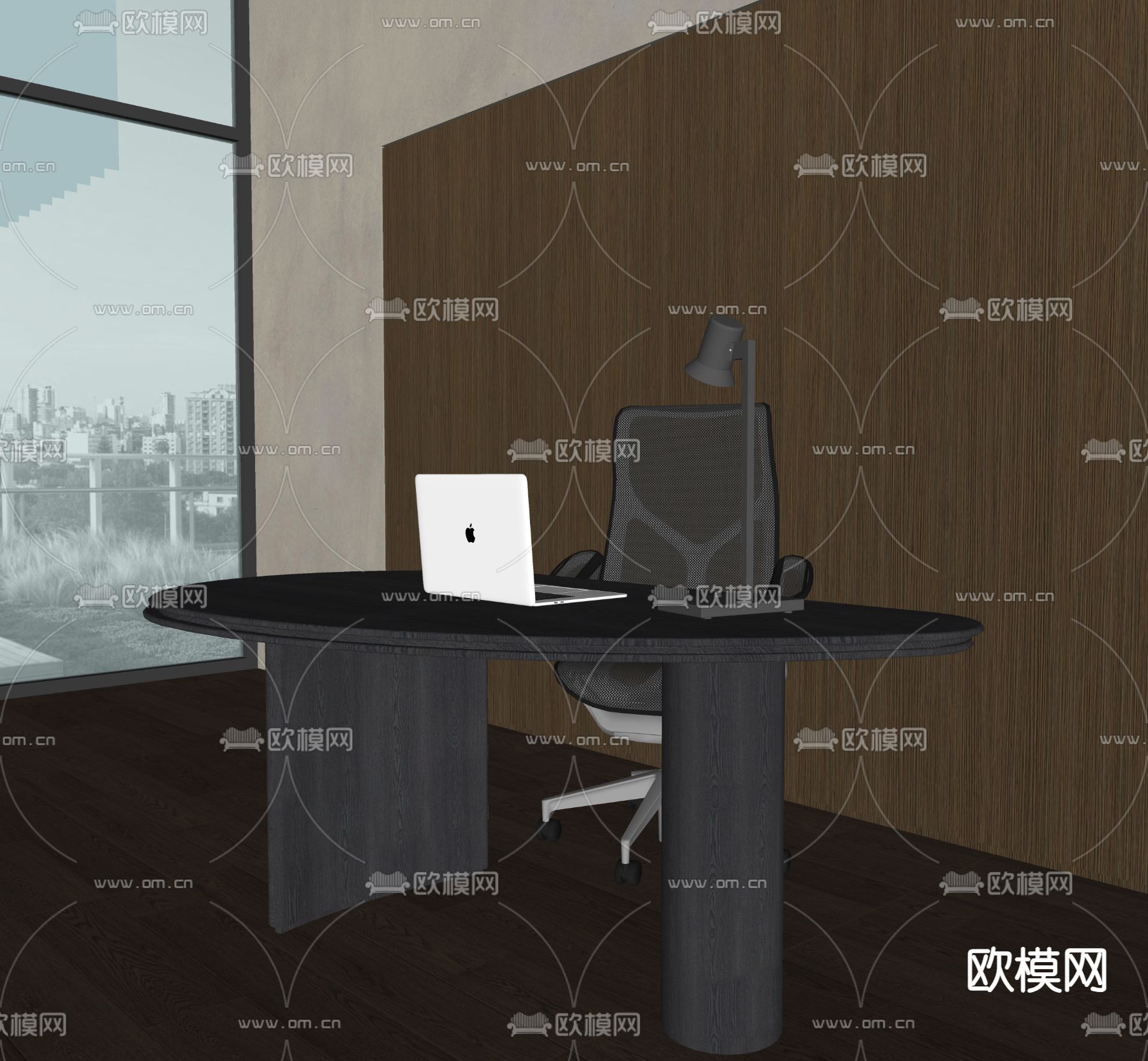 现代书桌 写字台su模型下载（渲染图4）