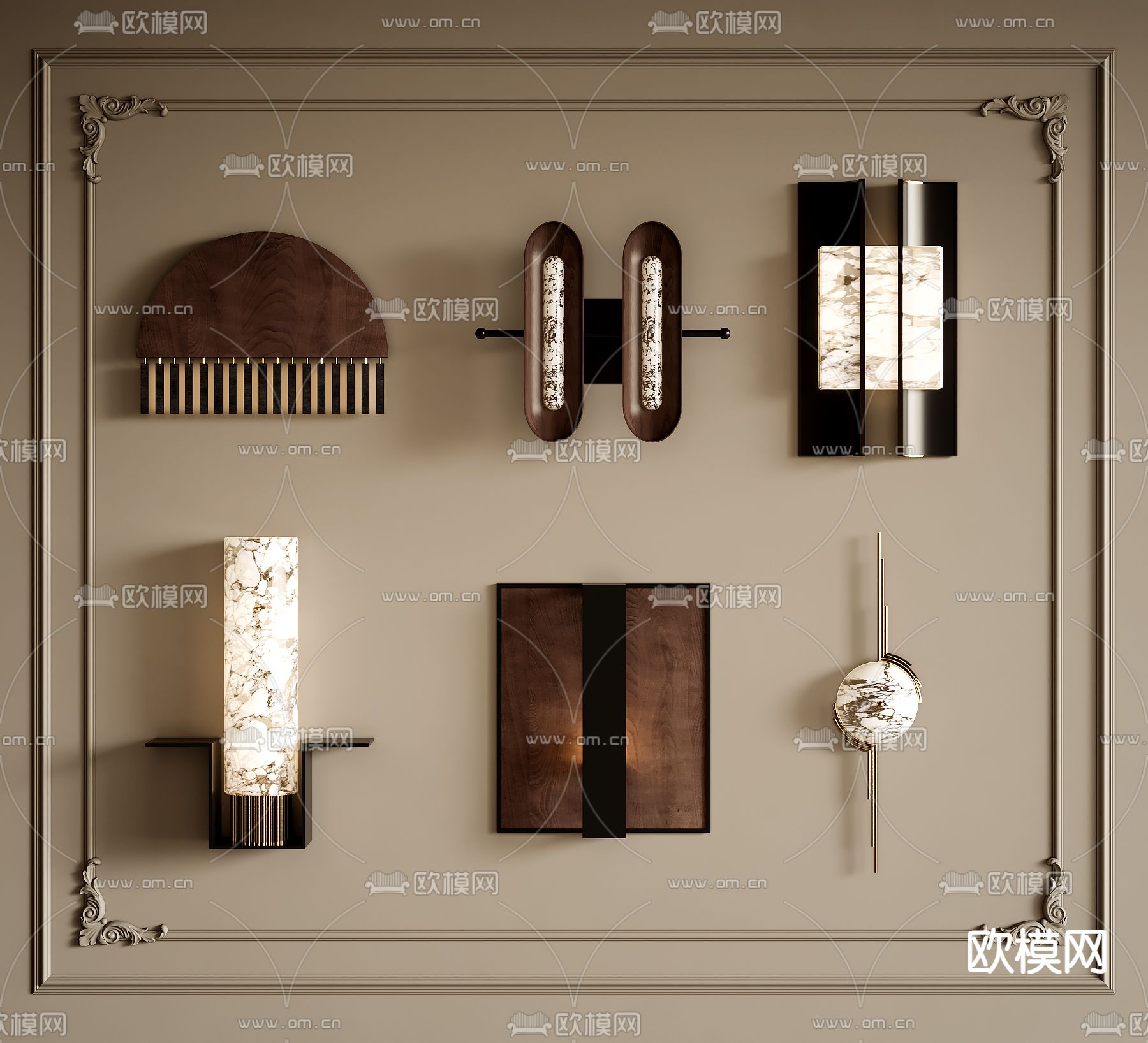 中古风壁灯su模型下载（渲染图1）