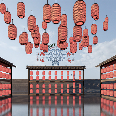  新中式灯笼 花灯 节庆灯 装饰灯su模型 