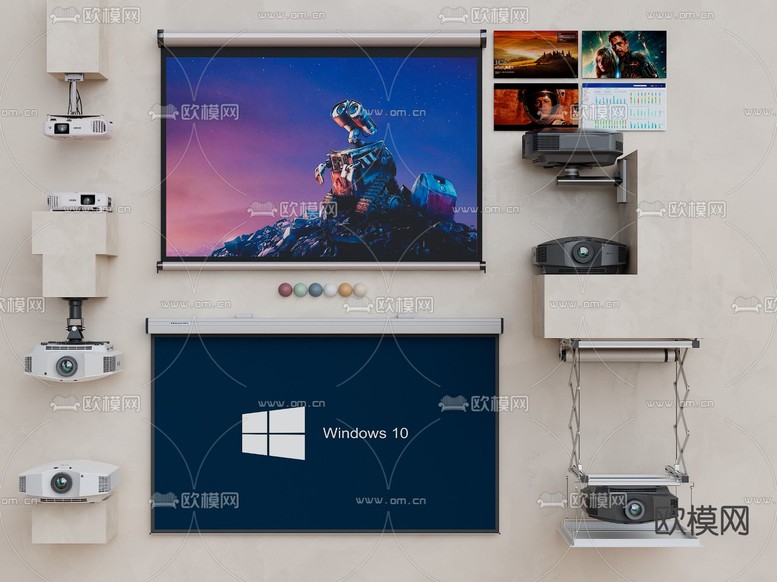 投影仪 幕布su模型下载(渲染图2)