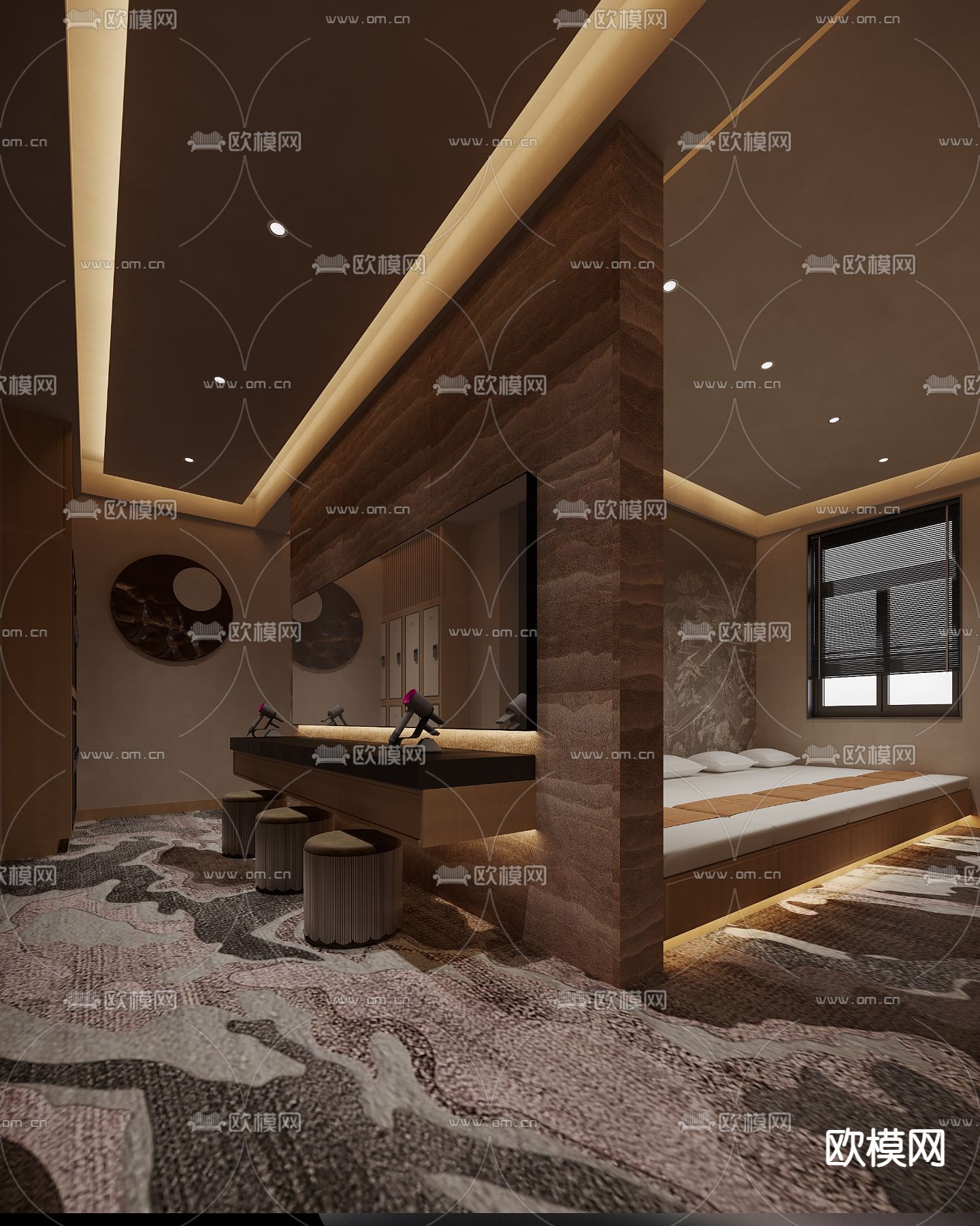 侘寂SPA 技师房 护理房3d模型下载