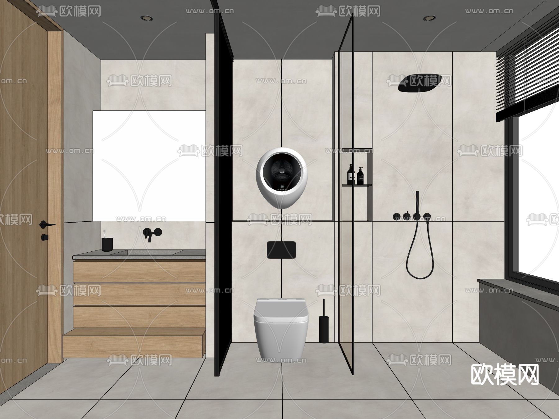 现代卫生间 浴室su模型下载（渲染图2）