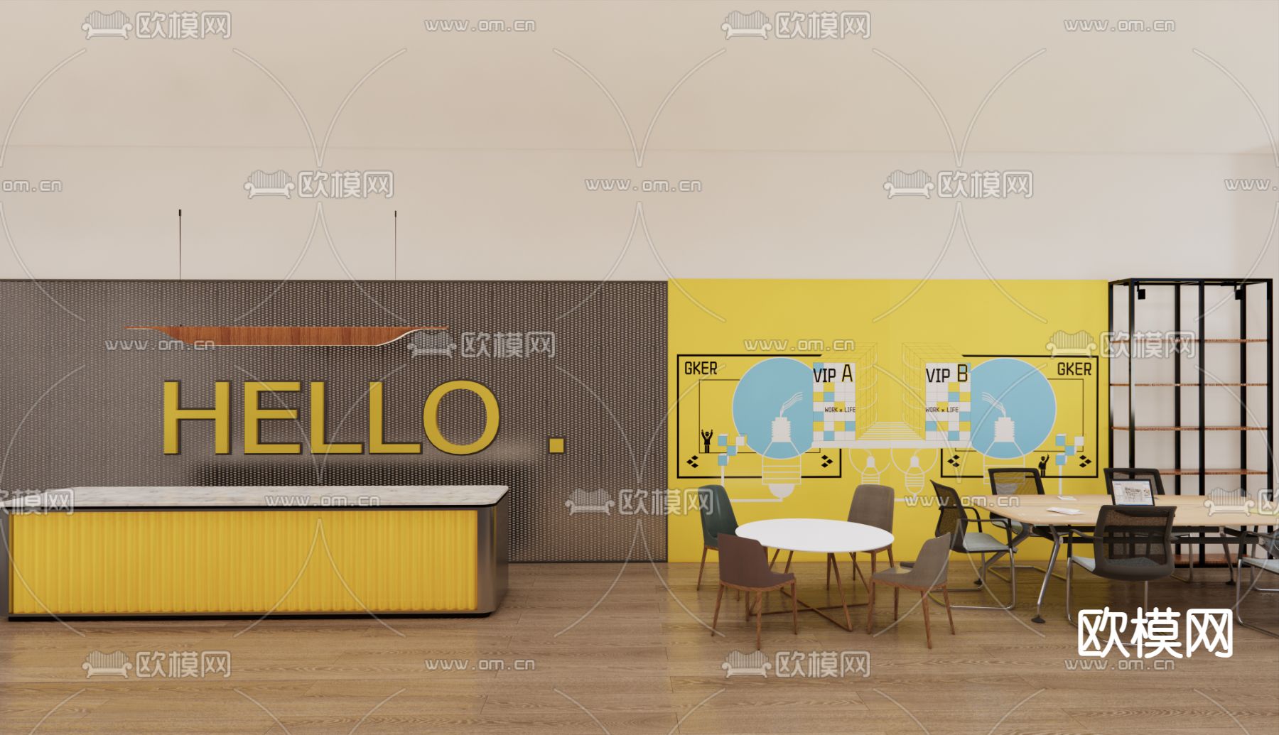 办公室休息区su模型下载（渲染图1）