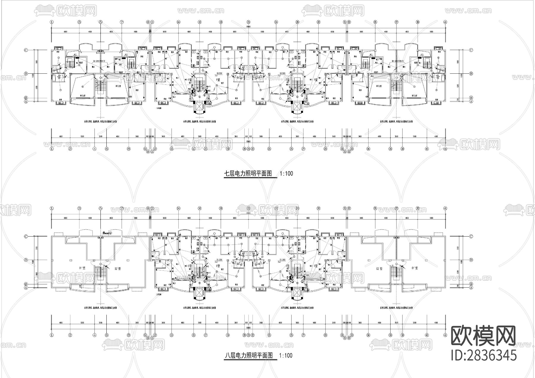 11+1层住宅电施cad施工图下载（渲染图3）