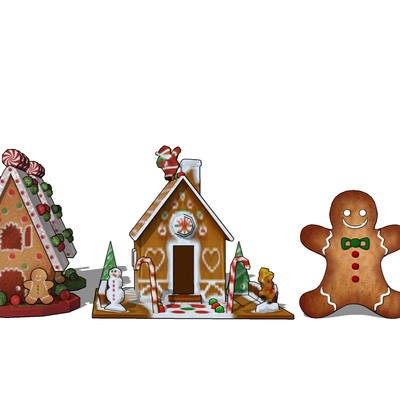  姜饼人 甜品糕点su模型 