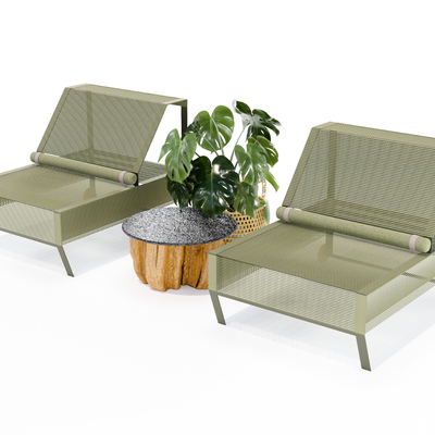  户外椅 躺椅su模型 